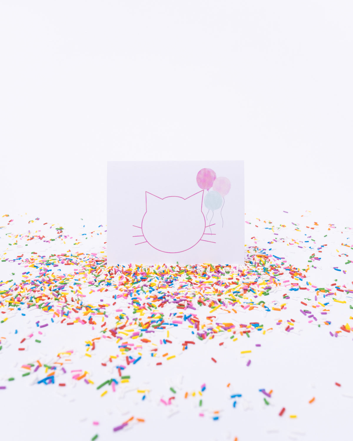 Cat lovers single greeting card - balloons