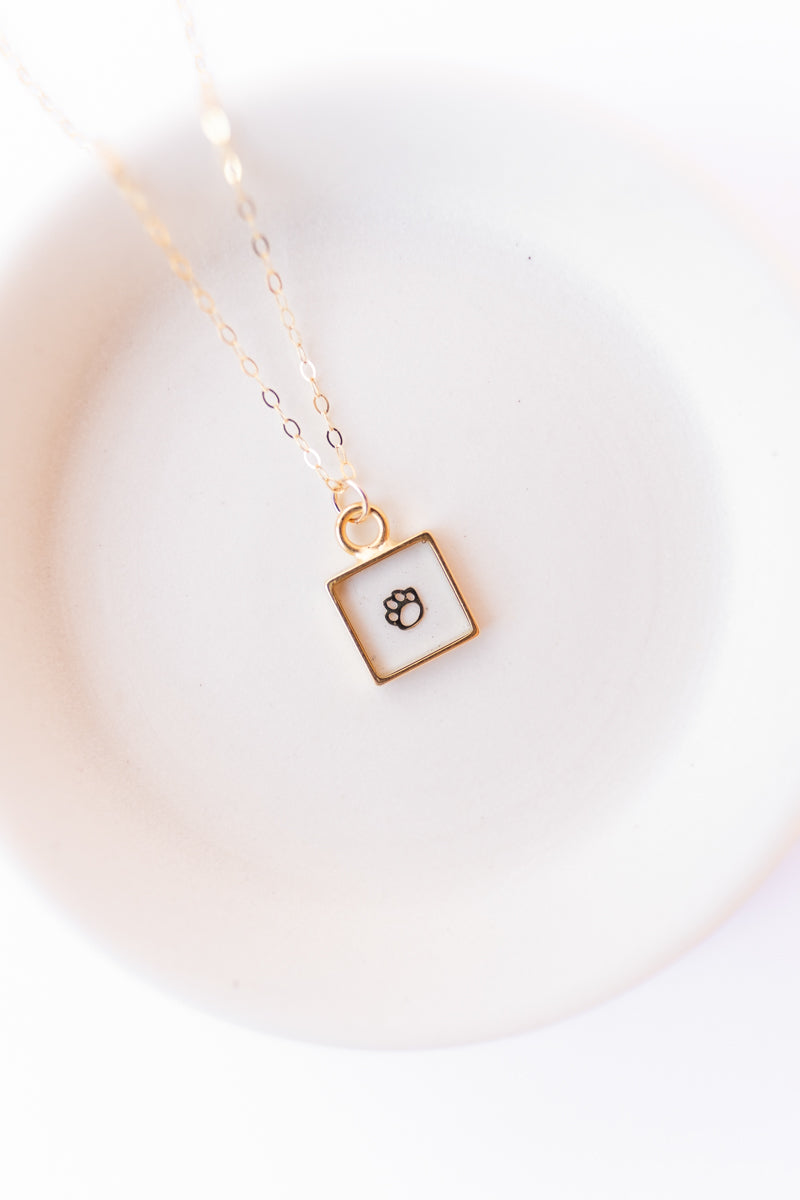 Square Cat Pendant necklace (clear)