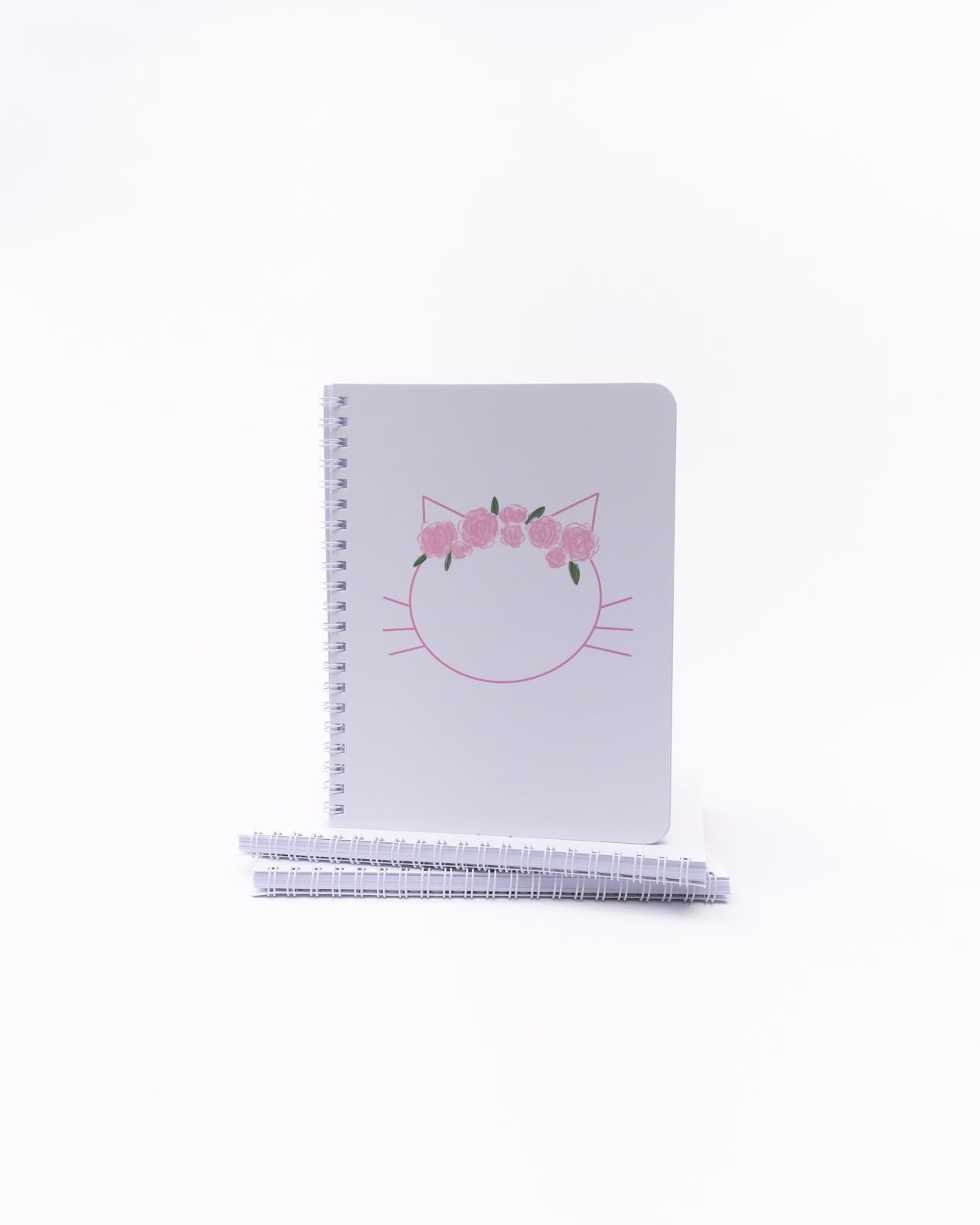 Small spiral bound cat notebook with flower crown